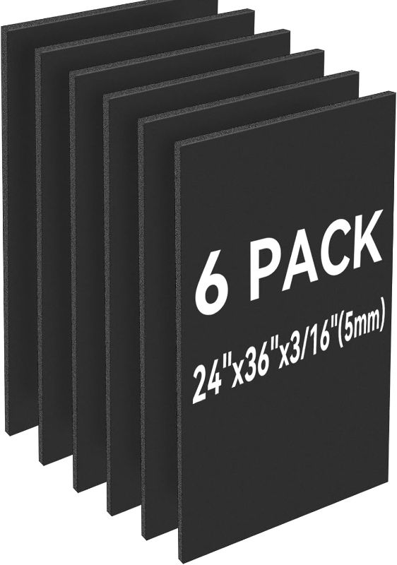 Photo 1 of 
4 Pack Black Foam Board 24"x36", 3/16" Thick Foam Core Board for Projects, Black Poster Board for Painting, Displaying, and Craft Projects
Color:6pack Black