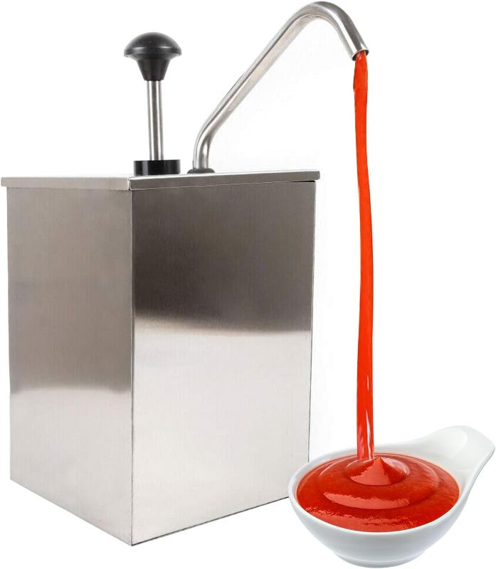 Photo 1 of 
NICE CHOOSE Sauce Dispenser Pump, 4L Commercial Stainless Steel Squeeze Condiment Pump Station for Syrup Salad Dressing Ketchup Seasoning Sauce