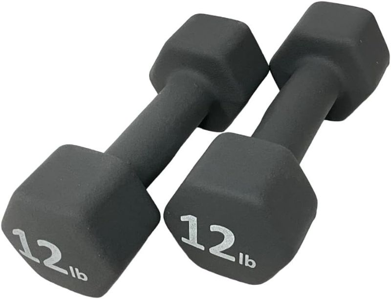 Photo 1 of 
FRS Barbell Neoprene Coated Hex Dumbbell Weights (Grey 12LB, Set of 2)
