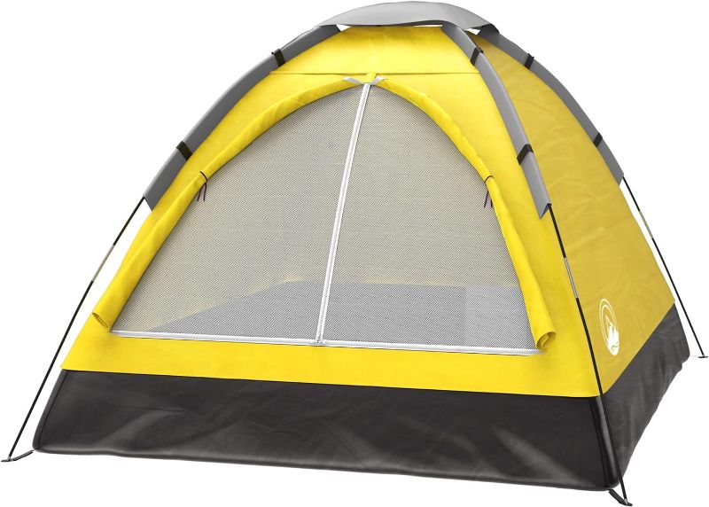 Photo 1 of 2-Person Dome Tent – Easy Set Up Shelter with Rain Fly and Carrying Bag for Camping, Beach, Hiking, and Festivals by Wakeman Outdoors (Yellow)
