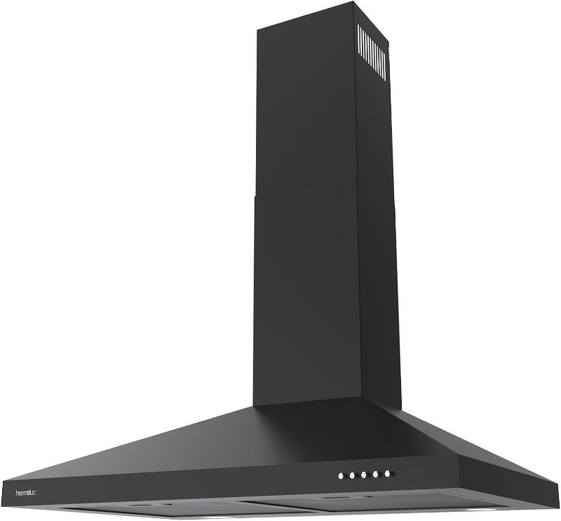 Photo 1 of ***DAMAGED - POWERS ON - UNABLE TO TEST FURTHER - SEE PICTURES***
Hermitlux Range Hood 30 inch, Wall Mount Vent Hood for Kitchen with Charcoal Filter, Range Hoods with Ducted/Ductless Convertible, Black