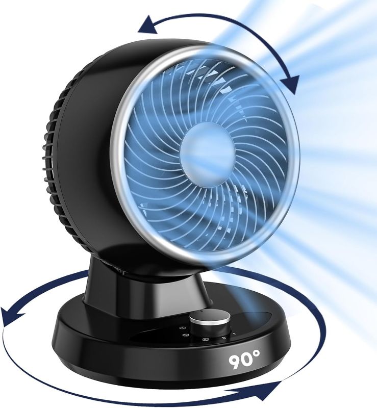 Photo 1 of 12" Table Fan, Oscillating Desk Fan with 3 Speeds, 90° Adjustable Tilt, 120°Oscillating Fan Quiet for Bedroom Room Office Desktop
