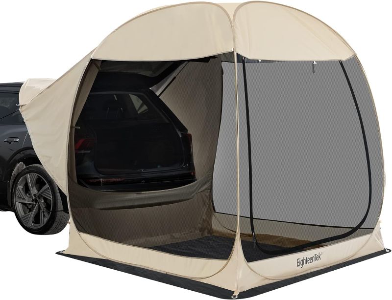 Photo 1 of **CAR COMPATIBILITY UNKNOWN***
EighteenTek Camping Screen Tent/SUV Tent, Outdoor Pop Up Tent for Camping with Shelter Mesh & Waterproof PVC, Instant Tent Screen House Portable for Car SUV Van Camping
