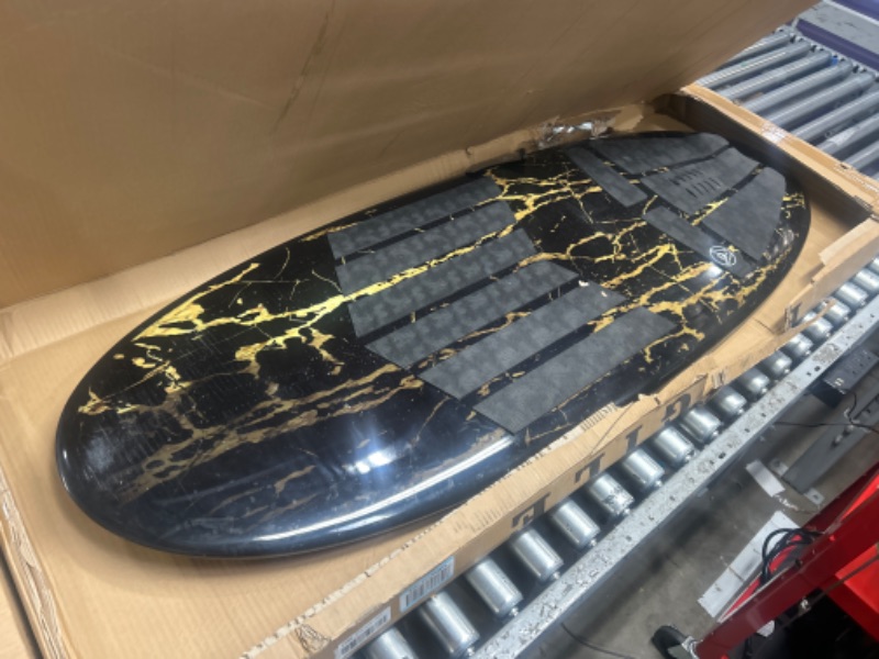 Photo 2 of **MISSING THREE FINS***
South Bay Board Co. - 63” / 54" / 52" Wakesurf Board - Best Performance Wake Surfboards for Kids & Adults - Durable Compressed Fiberglassed Wake Surf Board - Pre-Installed Wax-Free Foam Traction 63" UFO - Faux Black/Gold