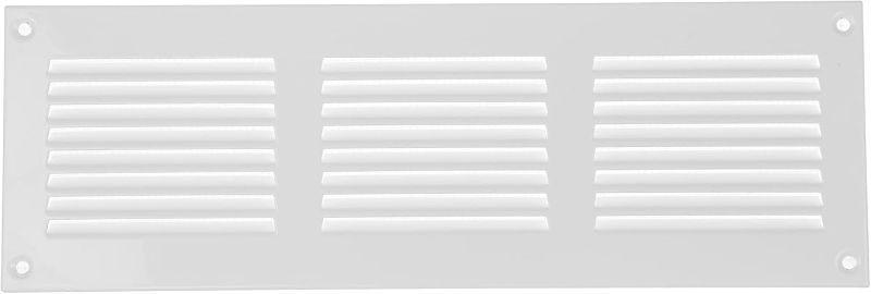 Photo 2 of 12" x 4" Inch (Outer Dimensions) White Air Vent Cover - Steel Return Air Grilles - for Ceiling and Sidewall - HVAC - with Insect Protection Screen (11.81 x 3.93 inch, White)
