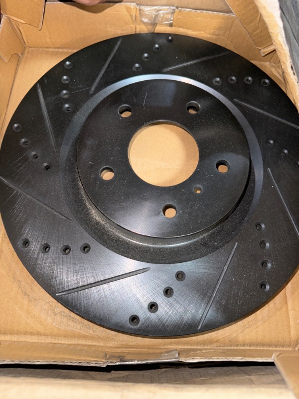 Photo 3 of *LIKE NEW**r1 concepts front rear brake rotors drilled and slotted black with semi metallic pads and hardware kit compatible for 2003-2008 infiniti g35 nissan 350z