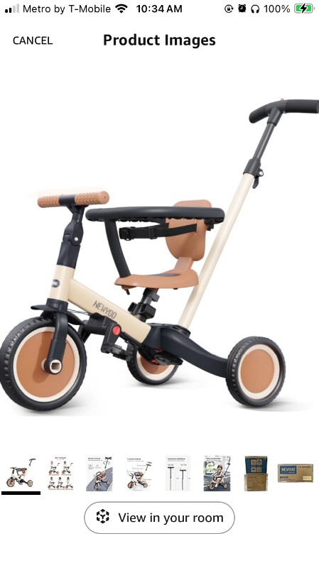 Photo 1 of (READ FULL POST) newyoo TR008 5 in 1 Toddler Tricycle with Push Handle for 1-3 Year Old Boys and Girls, Kids Push Trike with Safe Bar, Toddler Bike, Convert to Balance Bike, Birthday Gifts and Toys for Baby, Cream