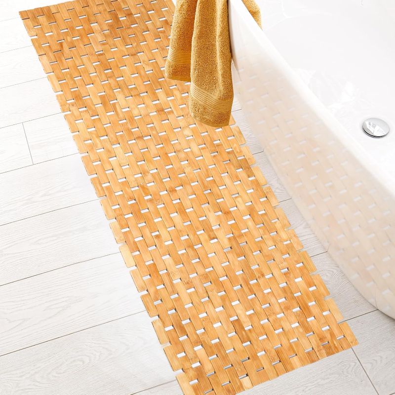 Photo 1 of 
Bamboo Bath Mat Large Long Wood Bath Mat,16x48 Inch Non Slip Bamboo Shower Floor Mat Wooden Bathroom Mat for Bathtub,Spa,Door,Sauna or Outdoor (Natural Lattice)