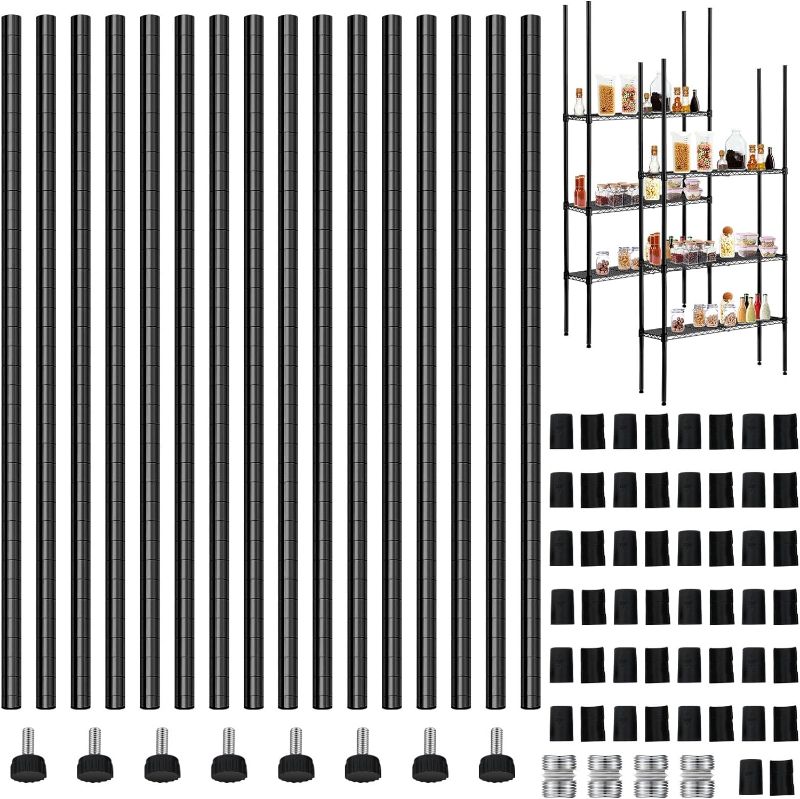 Photo 1 of 
Beeveer Chrome Wire Shelving Posts Commercial Heavy Duty Wire Shelving Poles Wire Shelf Parts with 50 Pcs Wire Shelf clips for 1" Post Shelving Rack...