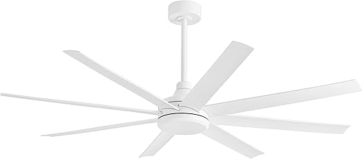 Photo 1 of 65 Inch Ceiling Fans without Light, Modern Farmhouse Ceiling Fan Remote Control, Quite DC Motor, 8 Reversible Blades, 6-Speed, Timer Function Home Kitchen Ceiling Fans (White)
