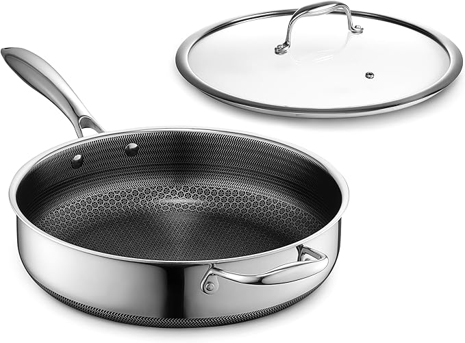 Photo 1 of (READ FULL POST) Hexclad  Nonstick 4.5 Qt Deep Sauté Pan and Lid, Dishwasher and Oven-Safe, Induction Ready, Compatible with All Cooktops