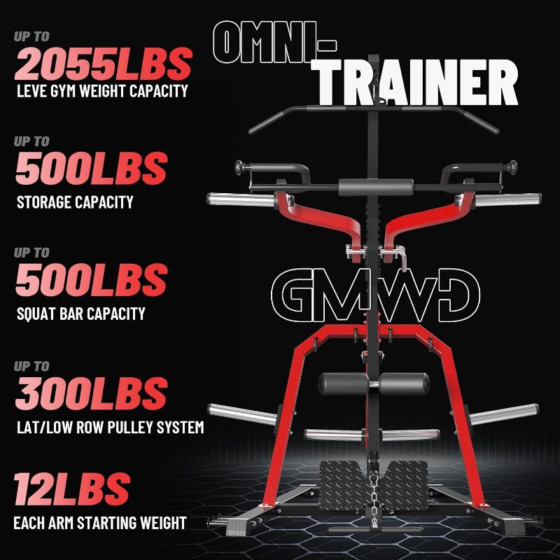 Photo 1 of (READ FULL POST) GMWD Leverage Gym, Lever Gym, 2055LB Multi Bench Press Machine for Strength Training, Adjustable Full Body Workout Machine for Home Gym, Red
