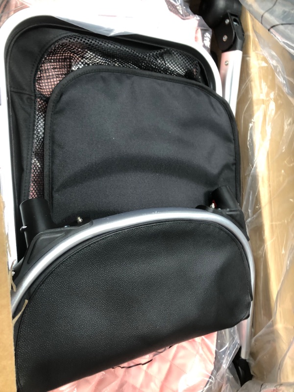 Photo 1 of Baby Stroller,2-in-1 Reversible Stroller with Bassinet Mode,Foldable Infant Stroller with Canopy,One button brake?Adjustable Handle, Newborn Stroller (Pink)