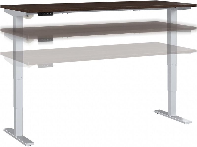 Photo 1 of **SEE NOTES**Bush Business Furniture Move 40 Electric Height Adjustable Desk with Silver Base, Ergonomic Sit-Stand Computer Table for Home and Professional Office, 72W x 30D, Black Walnut
