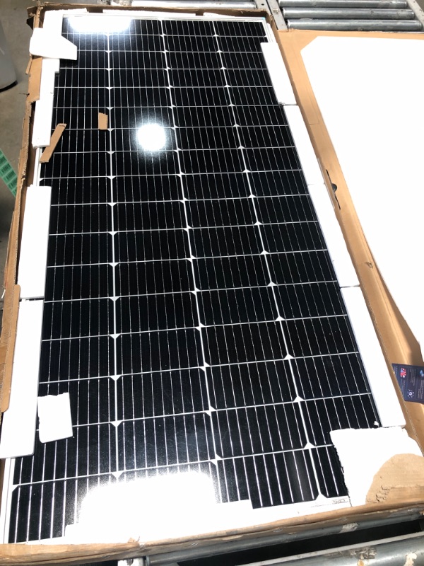 Photo 2 of * MINOR DAMAGE* Renogy Solar Panel 100 Watt 12 Volt, High-Efficiency Monocrystalline PV Module Power Charger for RV Marine Rooftop Farm Battery and Other Off-Grid Applications, RNG-100D-SS, Single 100W 100W Single Panel