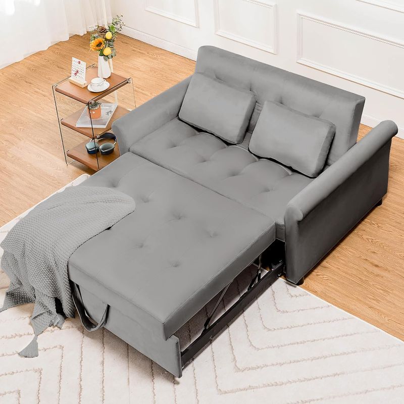 Photo 1 of **SEE NOTES** COMHOMA 55" Sleeper Sofa Bed, 3-in-1 Pull Out Couch with Adjustable Backrest and Pillows, Convertible Sleeper Couch for Living Room and Office (Grey)
