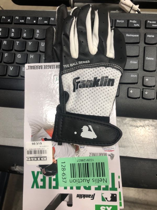 Photo 1 of ******BUNDLE OF TWO ****** Franklin Sports MLB Teeball Flex Series Batting Gloves Youth Small Black/White