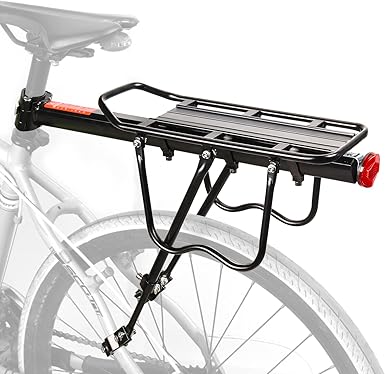 Photo 1 of 
Visit the HOMEE Store
Rear Bike Rack, 110 lbs / 50KGS Bike Cargo Racks Frame Aluminum Alloy Universal Adjustable Cycling Equipment Stand Footstock Bicycle Luggage Carrier with Tools and Reflector