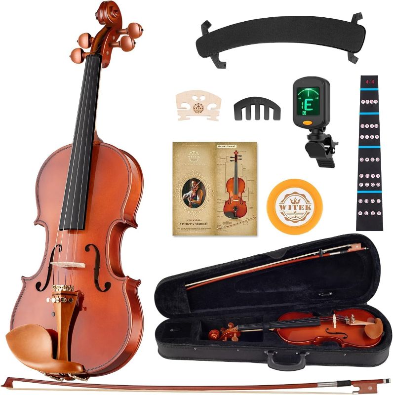 Photo 1 of 

WITEK Beginner Violin Kit, Date Wood Violins 4/4 Full Size Violin Set for Kids Adults with Hard Case, Bow, Bridge, Rosin, Shoulder Rest, Fingerboard...