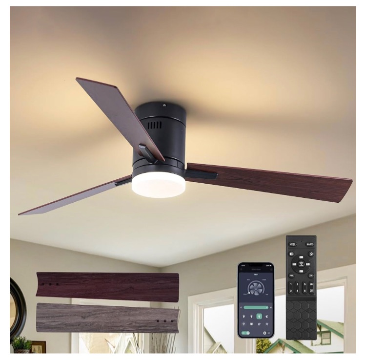 Photo 1 of ***SEE NOTES***
REDSTAR 52" flushmount ceiling fan with light and remote, Reversible, 3CCT, Dimmable, Noiseless, Black Ceiling Fan for Bedroom, Indoor/Outdoor Use