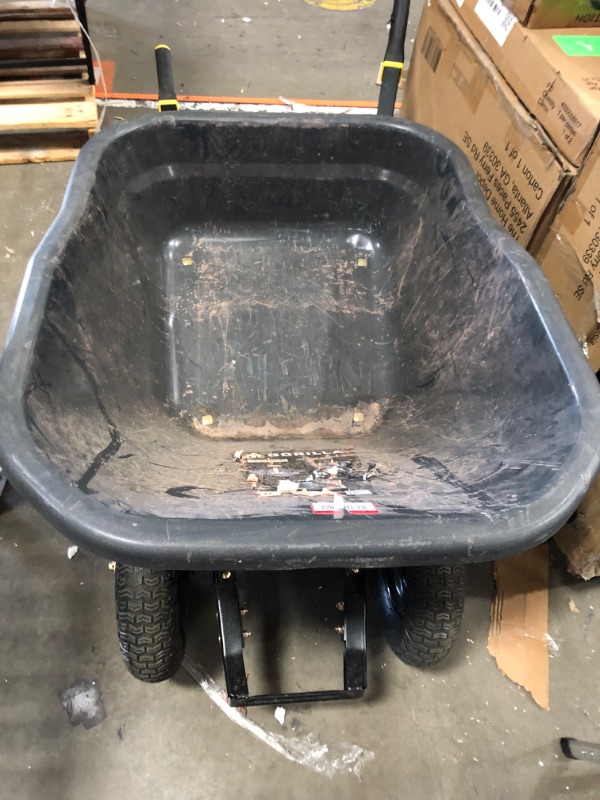 Photo 2 of 8 cu. ft. Dual-Wheel Wheelbarrow, Pro-Grade Poly Bucket, Steel Handles, Dual 16 in. Pneumatic Wheels, Easy-Dump Design