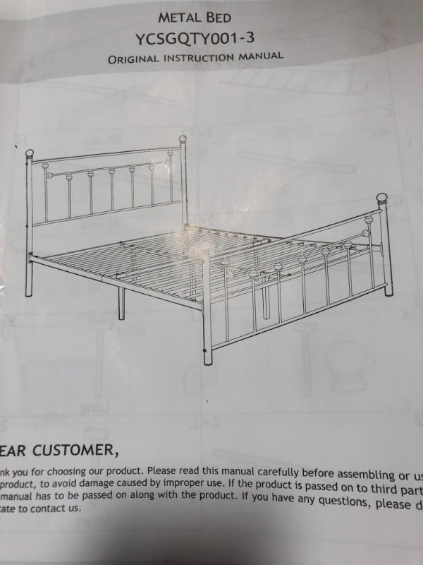 Photo 4 of 
Photo for Reference Only**Yaheetech Classic Metal Platform Bed Frame Mattress Foundation with Victorian Style Iron-Art Headboard/Footboard..
Color: Cream