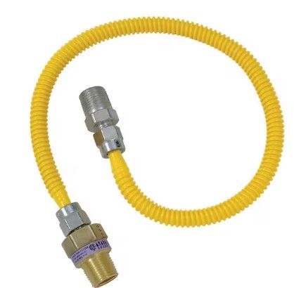 Photo 1 of 1/2 in. MIP x 3/8 in. FIP x 24 in. Stainless Steel Gas Connector w/Safety+Plus2 Thermal Excess Flow Valve (36,800 BTU)
