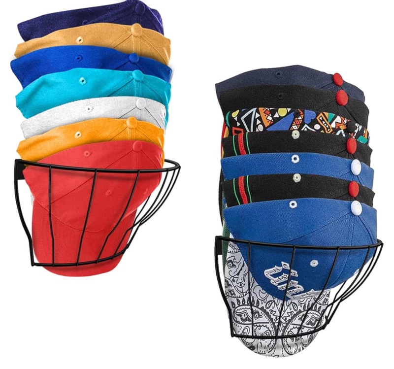 Photo 1 of 2-Pack] Hat Holder on Wall Mount,Metal Hat Racks Stand,Designed for Baseball Cap Organization,Hat Organizer for Baseball Caps,Baseball Hat Storage Organizer,Hat Rack for Closet up to 30 cap hangers.