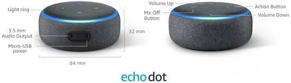 Photo 1 of Amazon Echo Dot Alexa Smart Speaker 3rd Generation Charcoal Black -No Power Cord
