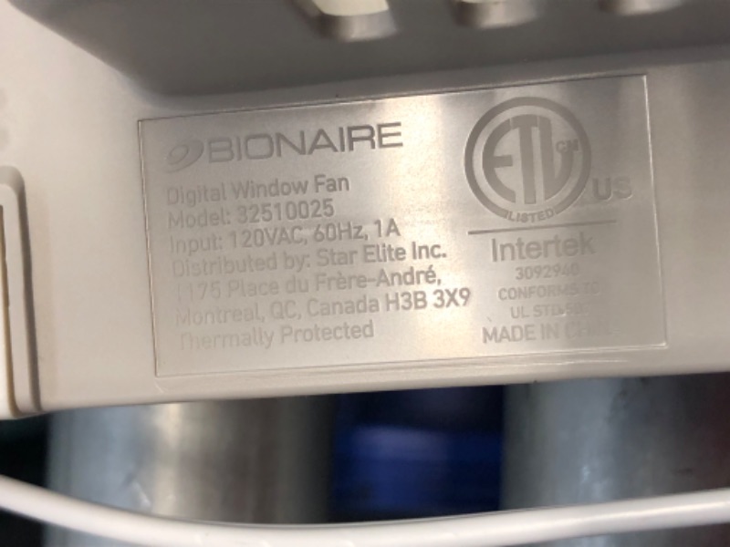 Photo 2 of ***USED - PARTIAL FUNCTIONALITY - SEE COMMENTS***
Bionaire 8.5" Twin Window Fan with Reversible Airflow, 3 Speeds, Remote Control White 2 Blades Electronic control with LCD screen Window Fan