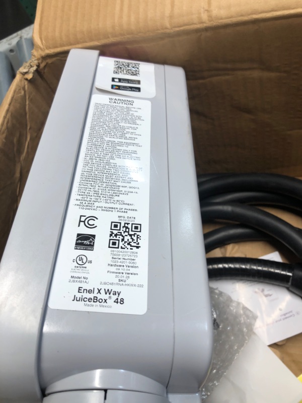 Photo 5 of **USED NOT ABLE TO TEST**JuiceBox 40 Smart Electric Vehicle (EV) Charging Station with WiFi - 40 amp Level 2 EVSE, 25-Foot Cable, UL & Energy Star Certified, Indoor/Outdoor Use (NEMA 14-50 Plug, Gray)…
