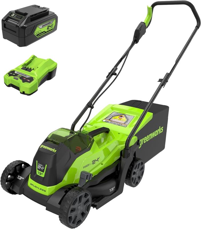 Photo 1 of **BATTERY AND CHARGER NOT INCLUDED**  Greenworks 24V 13" Brushless Cordless (Push) Lawn Mower, 4.0Ah