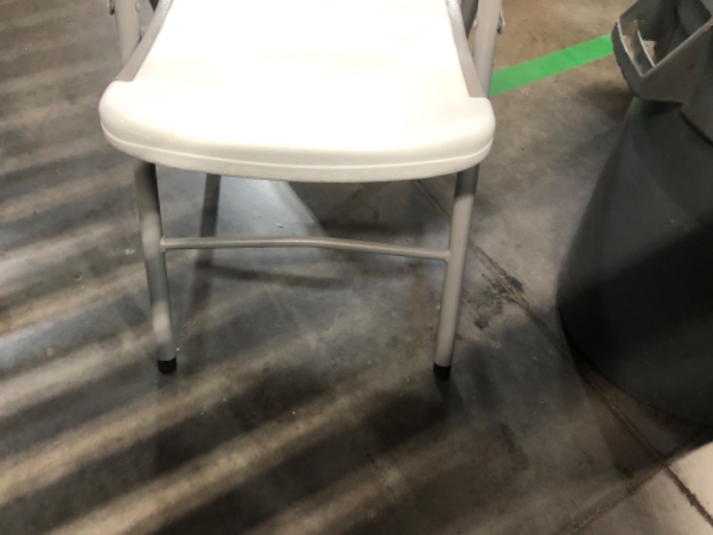 Photo 3 of **minor cut on two of the chairs-SLIGHTLY BENT LEGS STILL FUNCTIONAL-MISSING ONE CHAIR**
Folding Plastic Chair Commercial Grade Contoured, Two-Tier Molded Seat & Back Stackable Indoor Outdoor, Steel Frame, Heavy Duty, Used for Party, Garden, Patio, Dining