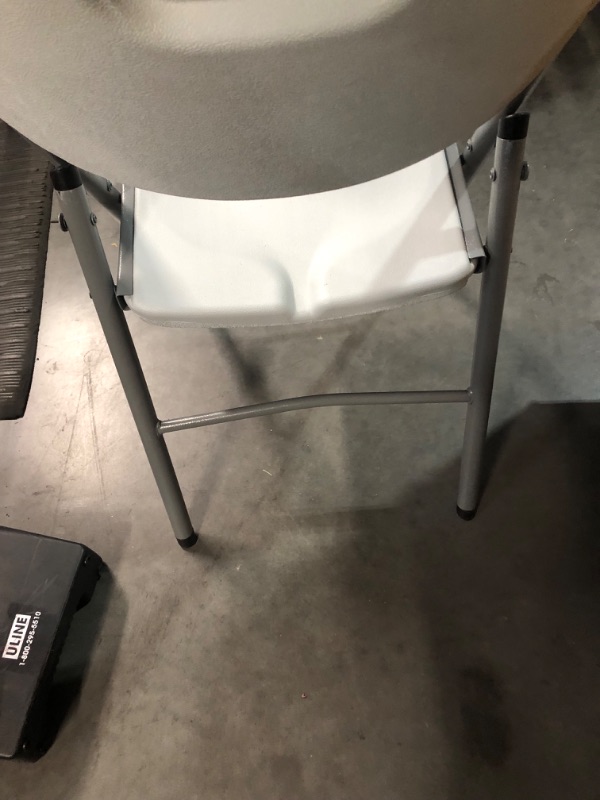 Photo 5 of **minor cut on two of the chairs-SLIGHTLY BENT LEGS STILL FUNCTIONAL-MISSING ONE CHAIR**
Folding Plastic Chair Commercial Grade Contoured, Two-Tier Molded Seat & Back Stackable Indoor Outdoor, Steel Frame, Heavy Duty, Used for Party, Garden, Patio, Dining