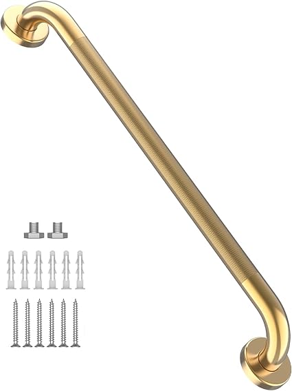 Photo 1 of 32 Inch Anti Slip Shower Grab Gold, Munzong Bathroom Grab Bar, Knurled Bathroom Balance Bar,Safety Hand Rail Support Handicap Elderly Injury Senior Assist Bath Handle
