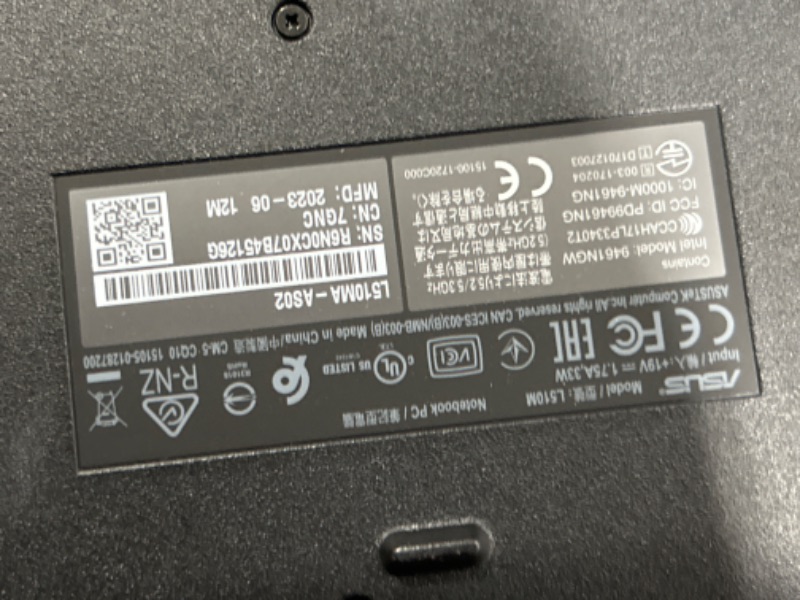 Photo 3 of ***(PARTS ONLY/ NON FUNCTIONAL/ NO RETURNS OR REFUNDS) ***
ASUS Vivobook Go 15 L510 Thin & Light Laptop Computer, 15.6” FHD Display, Intel Celeron N4020 Processor, 4GB RAM, 64GB Storage, Windows 11 Home in S Mode, 1 Year Microsoft 365, Star Black, L510MA-