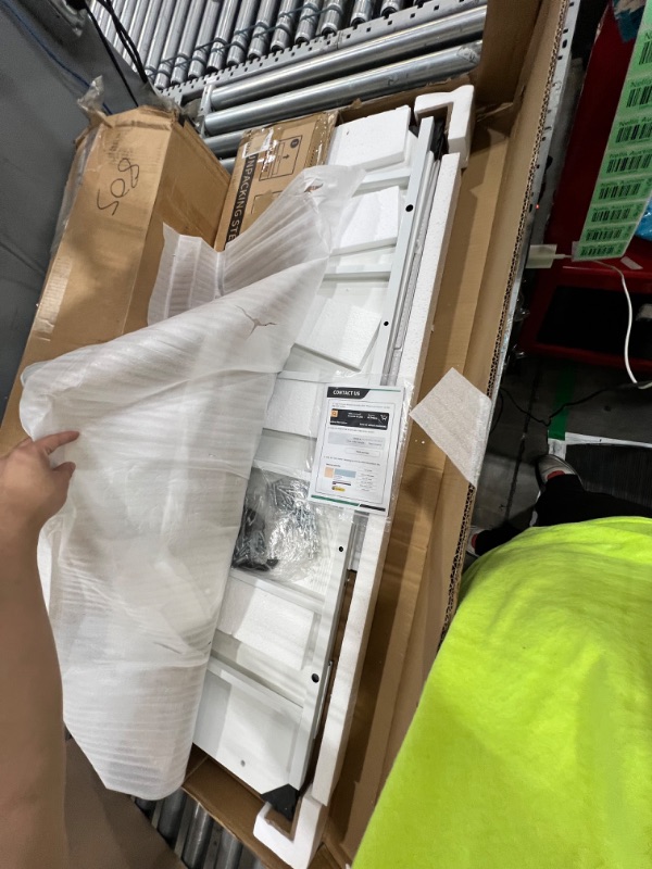 Photo 1 of ODK Office Small Computer Desk: Home Table with Fabric Drawers and Storage Shelves