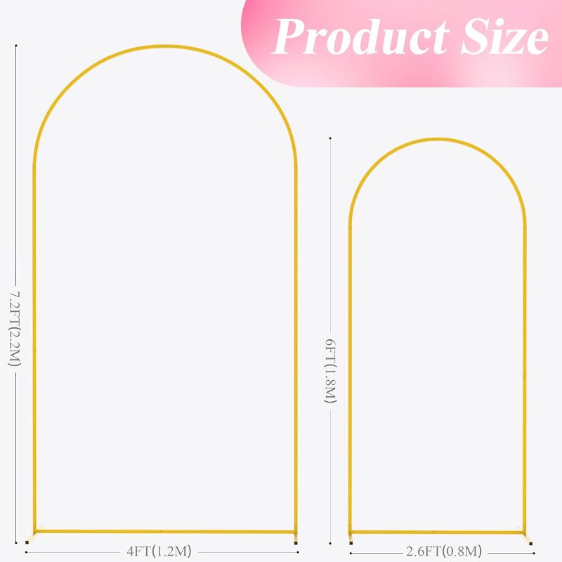 Photo 1 of ***USED - LIKELY MISSING PARTS - UNABLE TO VERIFY FUNCTIONALITY***
Wokceer Wedding Arch Backdrop Stand 7.2FT, 6FT Gold Metal Arch Stand Set of 2 for Birthday Party Wedding Ceremony Baby Shower Graduation Decoration