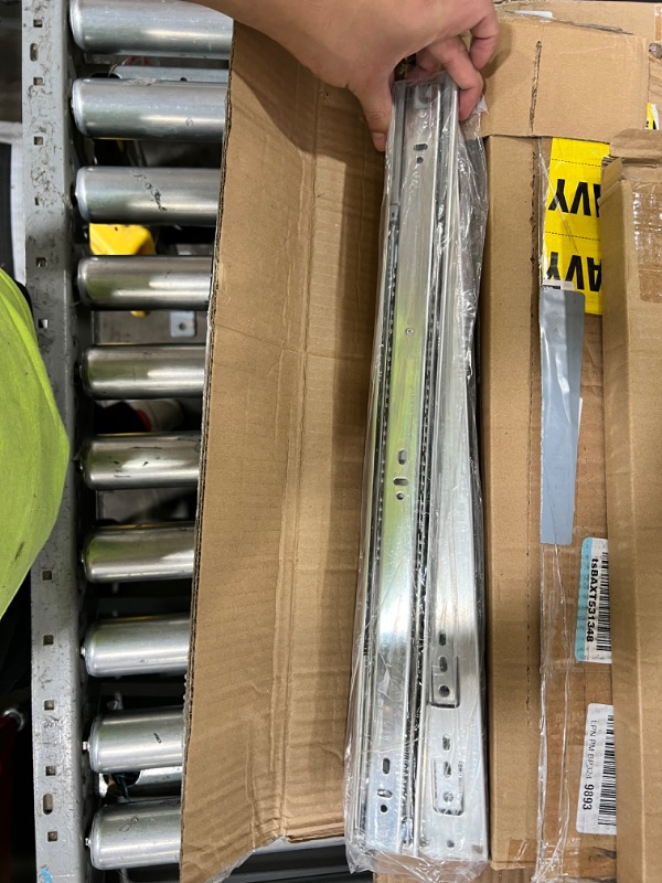 Photo 2 of 10 Pairs of 22 Inch Hardware 3-Section Full Extension Ball Bearing Side Mount Drawer Slides,100 LB Capacity Drawer Slide 22 Inch Zinc Plated