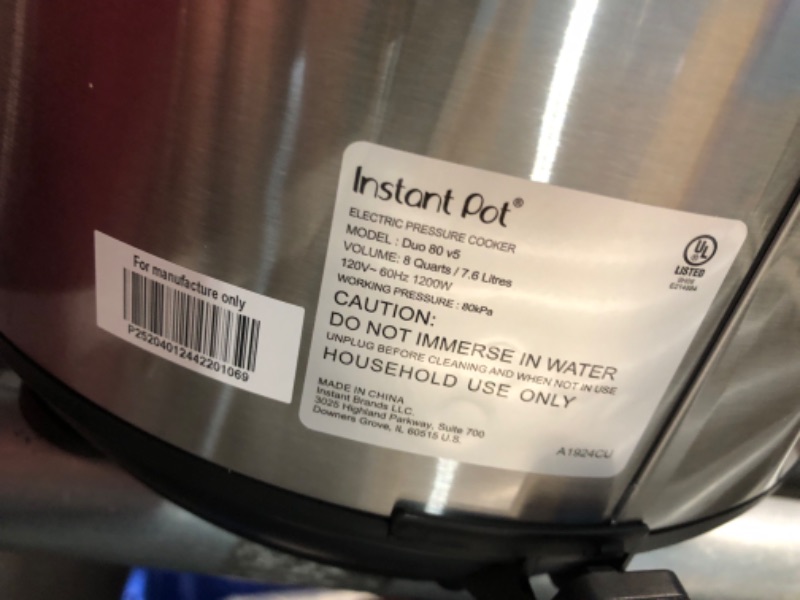 Photo 5 of ***USED - LARGE DENT ON BACK - SEE PICTURES - POWERS ON - UNABLE TO TEST FURTHER***
Instant Pot Duo 7-in-1 Electric Pressure Cooker, Slow Cooker, Rice Cooker, Steamer, Sauté, Yogurt Maker, Warmer & Sterilizer, Includes App With Over 800 Recipes, Stainless