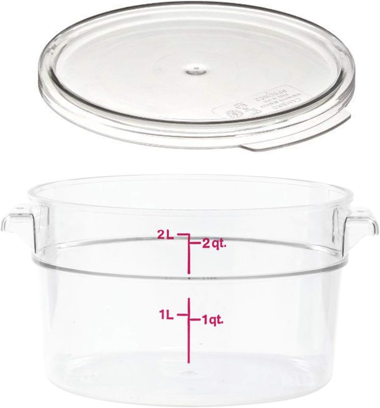 Photo 1 of ***(MISSING LID)***
Cambro RFSCW2135 Camwear 2-Quart Clear Round Food Storage Container