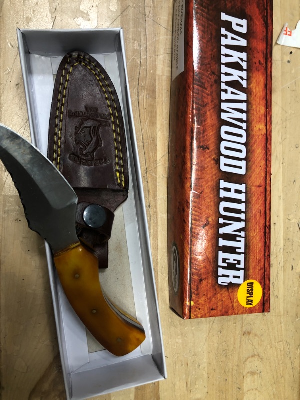 Photo 1 of  6" Wood Drop Point Outdoor Hunter  Knife With Sheath