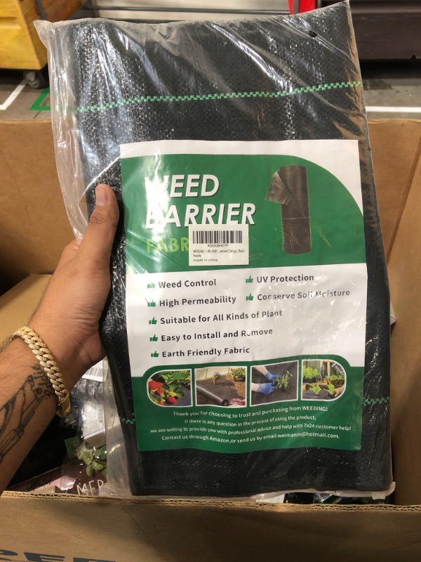 Photo 1 of 1.4FT x 50FT Weed Barrier Landscape Fabric Heavy Duty, 3.2oz Gardening Weed Control Mat, Ground Cover Weed Block Gardening Mat, Woven Garden Cloth for Underlayment, Premium Commercial Driveway Fabric 3.2oz-1.4ft×50ft Black