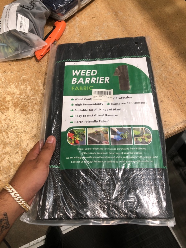 Photo 1 of 1.4FT x 50FT Weed Barrier Landscape Fabric Heavy Duty, 3.2oz Gardening Weed Control Mat, Ground Cover Weed Block Gardening Mat, Woven Garden Cloth for Underlayment, Premium Commercial Driveway Fabric 3.2oz-1.4ft×50ft Black