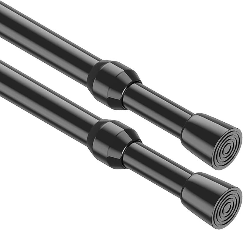 Photo 1 of 2Pack Tension Curtain Rod 26-39 inch Spring Tension Rod Black Curtain Rod Adjustable Spring Rod Extendable Tension Rod for Kitchen, Bathroom, Window, Bookshelf,Closet.
