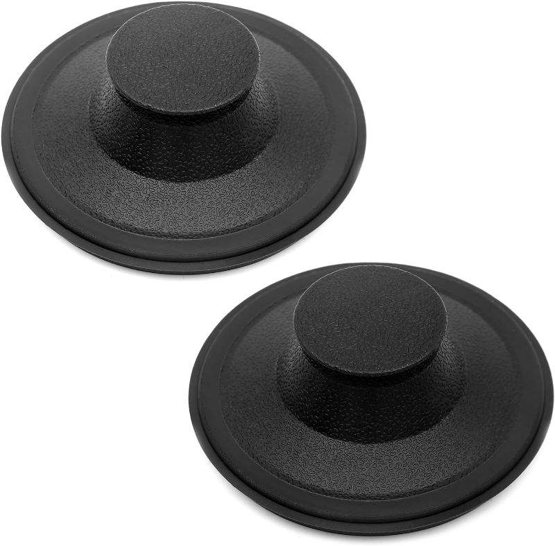 Photo 1 of (2 Pack) Exact Replacement for InSinkErator STP-PL/STPPL Black Rubber Sink Stopper for Garbage Disposal – Compatible with Standard 3-1/2" Drains from Kohler, Waste King, Whirlpool, and More