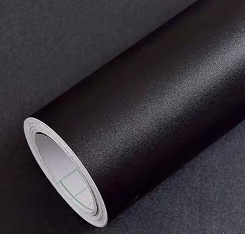 Photo 1 of 17.51"x400" Matte Black Contact Paper Peel and Stick Wallpaper Removable for Cabinest Self-Adhesive Drawer Stick and Peel Countertop Stickers (17.51"x400", Black)