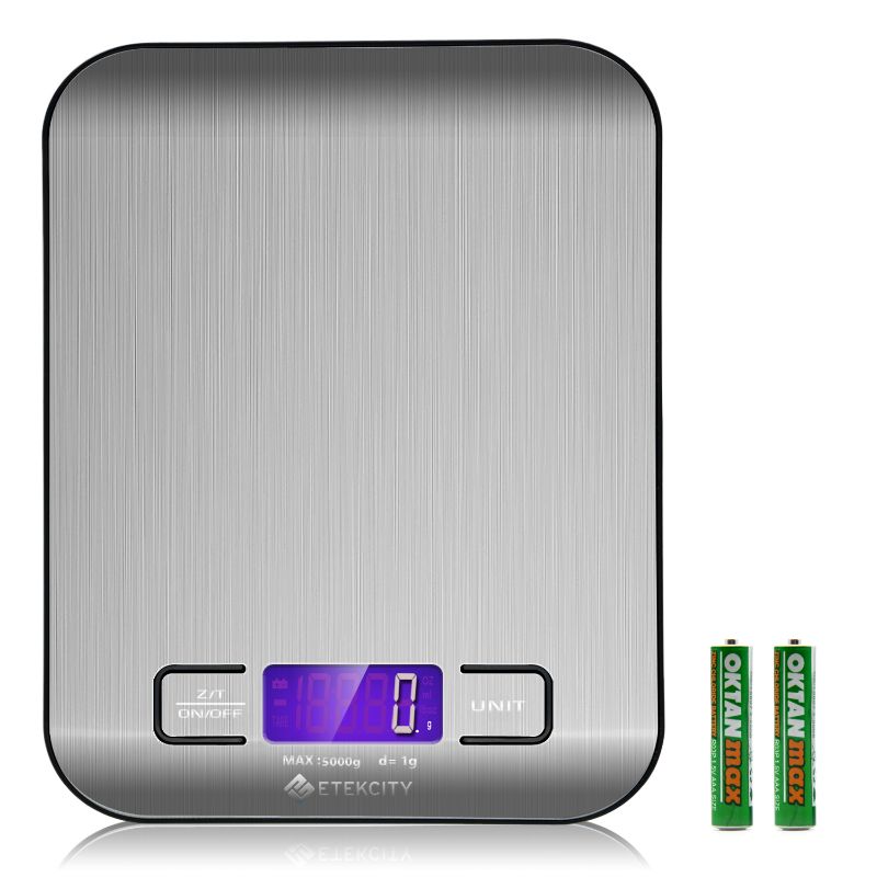 Photo 1 of Etekcity Kitchen Scale Digital Food Scale 304 Stainless Steel 11lb/5kg Silver EK6015
