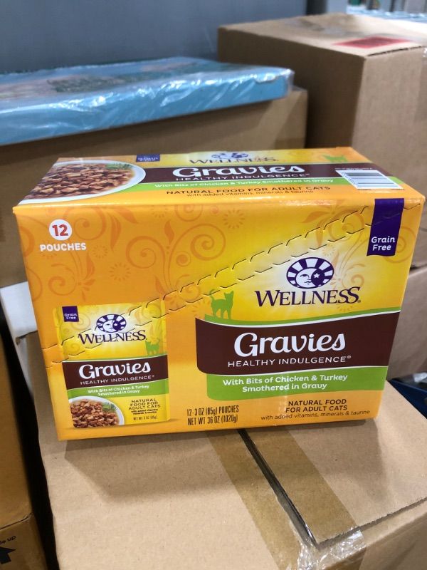 Photo 2 of ** Best By July 21 2024 ** Wellness Healthy Indulgence Natural Grain Free Gravies with Chicken & Turkey in Gravy Wet Cat Food, 3 oz., Case of 12