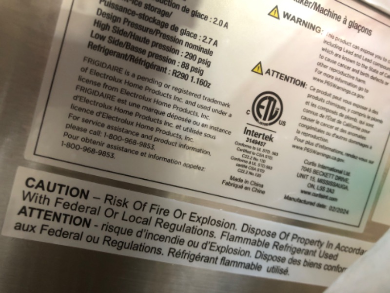 Photo 3 of ***ITEM TESTED FOR POWER, UNABLE TO TEST FURTHER*** 16.7" 48.5-Lb. Freestanding Icemaker